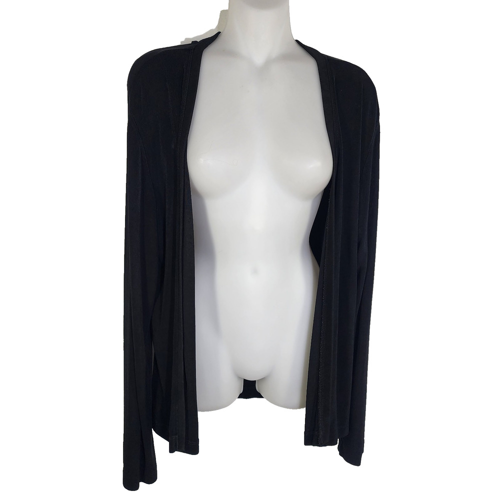 Chico’s Travelers Women Cardigan Open Front Black Size Medium Long Sleeve Slinky